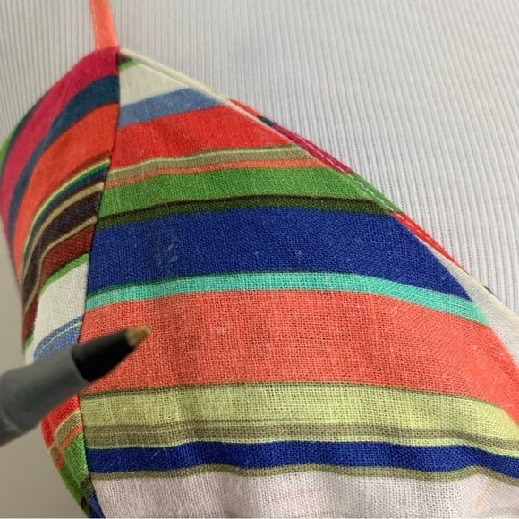 Parker Womens Striped Rainbow Rosemary Dress LinenBlend Womens 4 Sundress - Picture 16 of 17